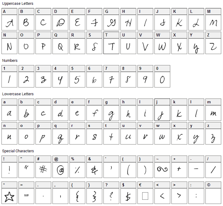 Come Unto Me Font Character Map