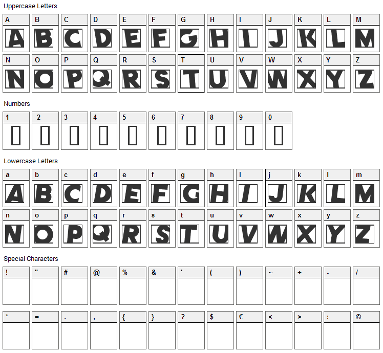 Comet Font Character Map