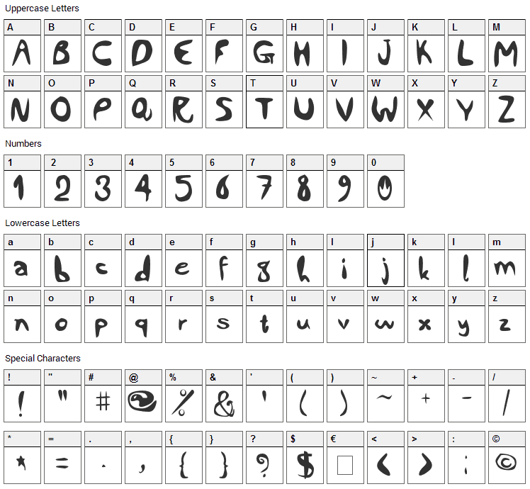 Comic City Font Character Map