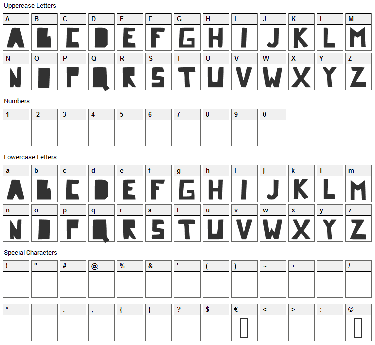 Comic Dandy Font Character Map