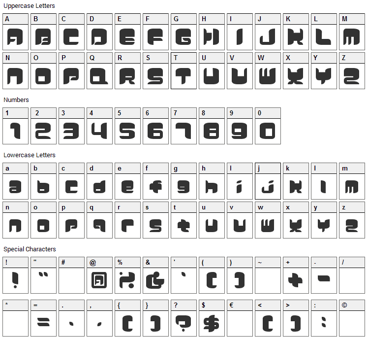 Comicker Font Character Map