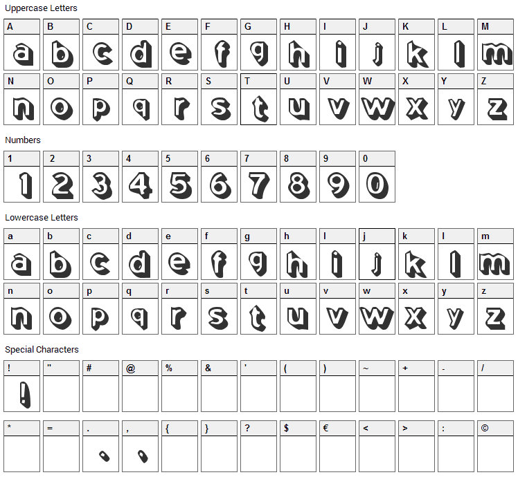 Coming Soon Font Character Map