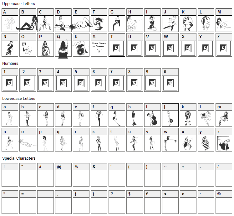 Comix Cuties Font Character Map