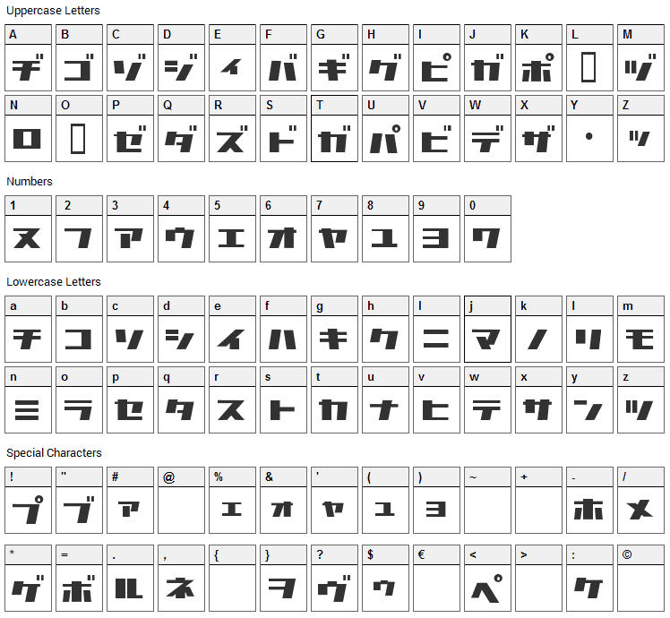 Commercial Break Font Character Map