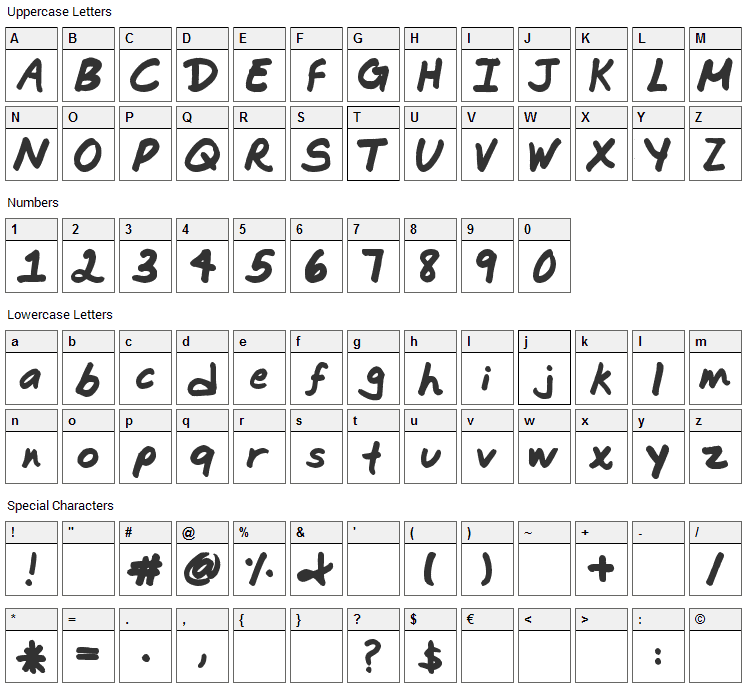 Commotion Business Font Character Map