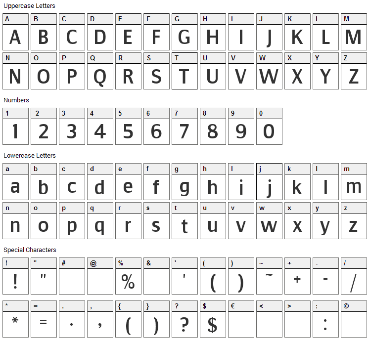 Communist Font Character Map