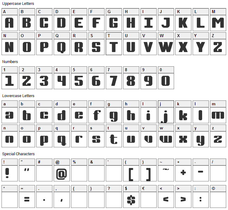 Complete Font Character Map