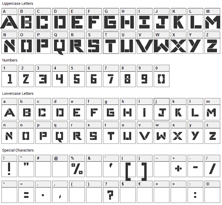 Complices 007 Font Character Map