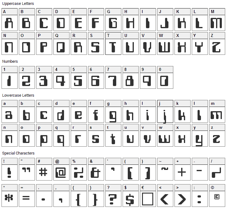 Computerfont Font Character Map