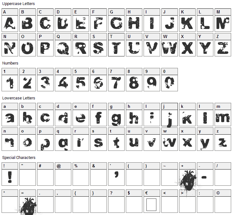 Condemnation Font Character Map