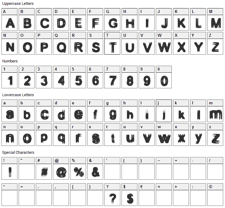 Configuration 9 Font Character Map