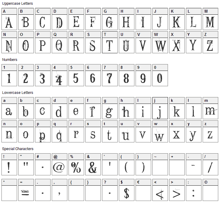 Conrad Veidt Font Character Map