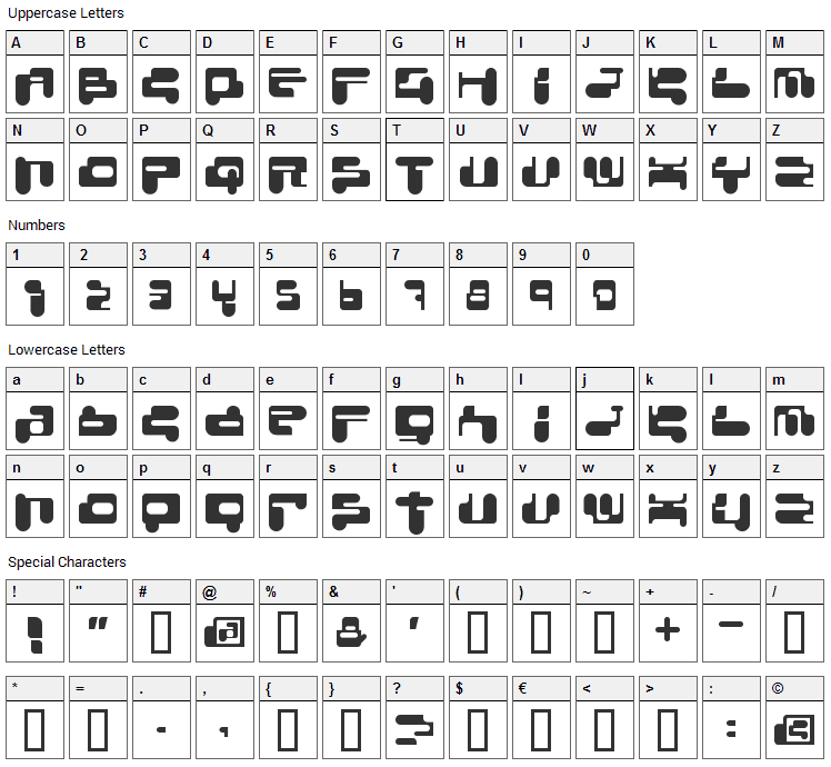 Console Remix Font Character Map