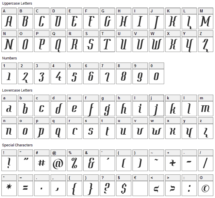 Context Font Character Map