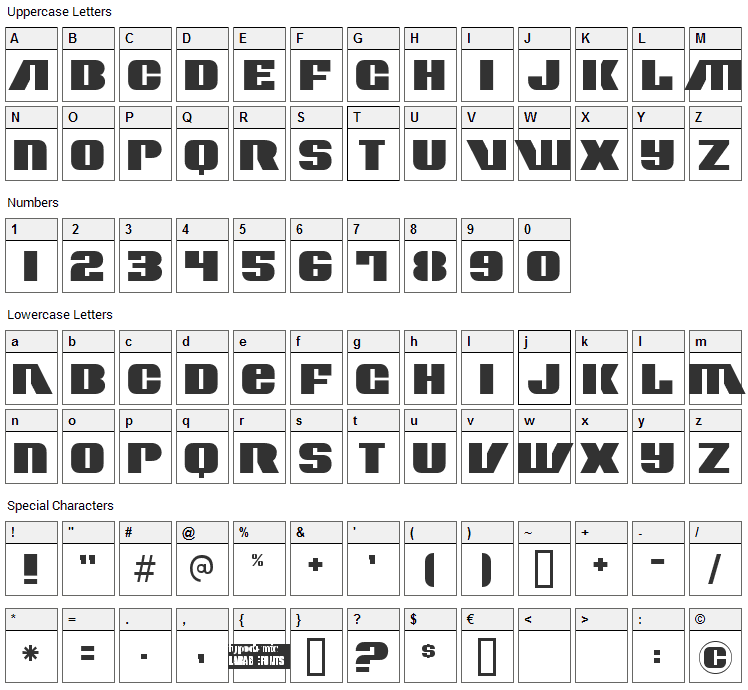 Contour Generator Font Character Map