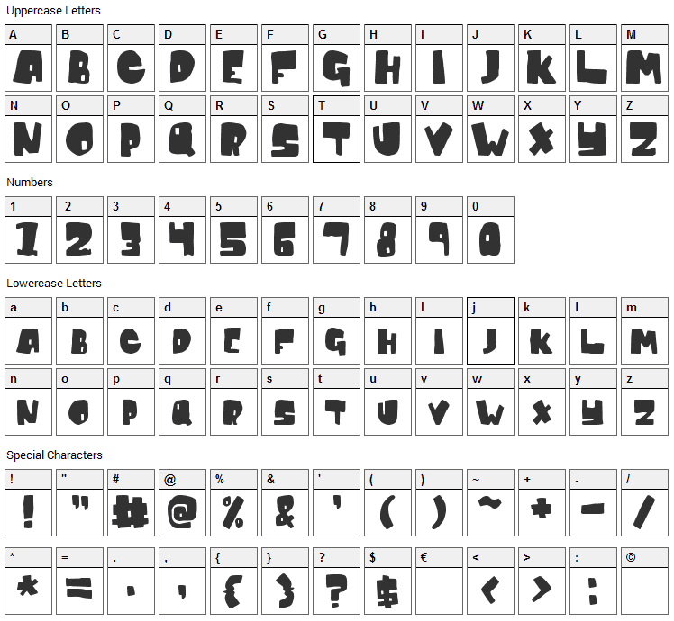 Conventional Wisdom Font Character Map