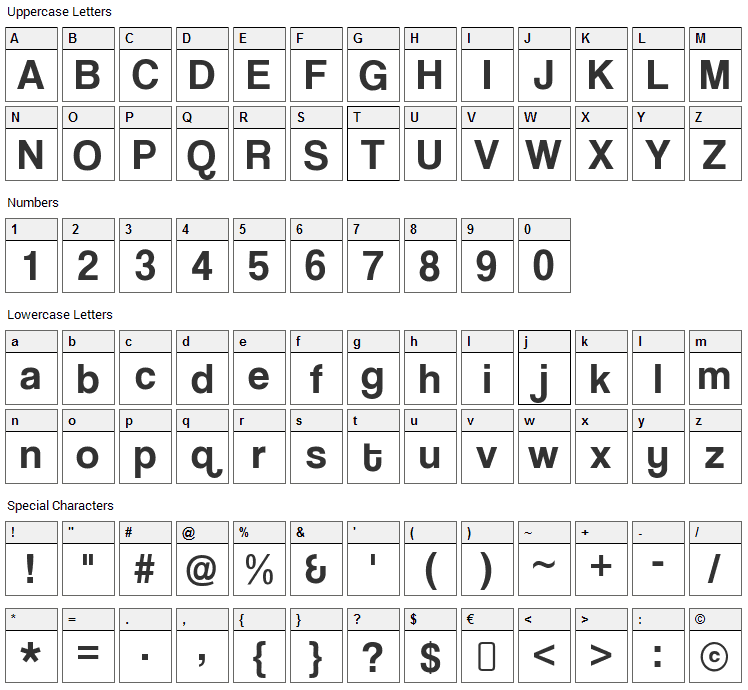 Coolvetica Font Character Map