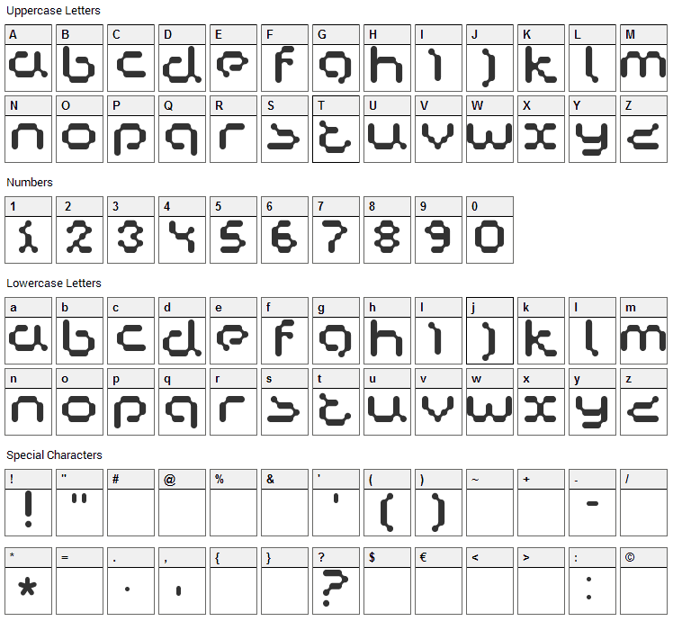 Copycat Font Character Map