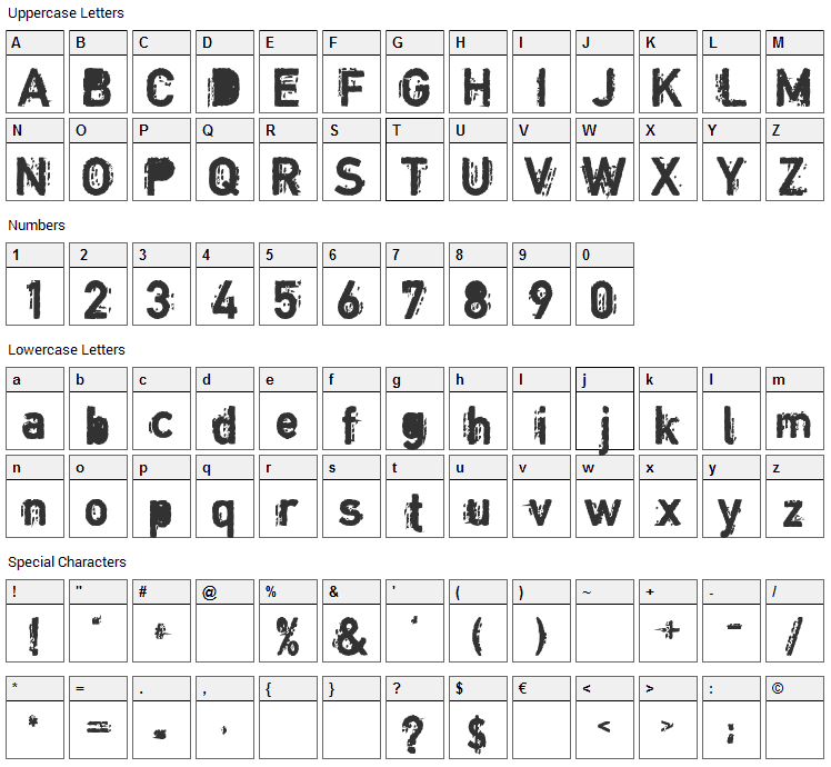 Copystruct Font Character Map