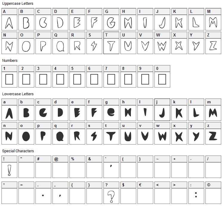 Cordon TV Font Character Map