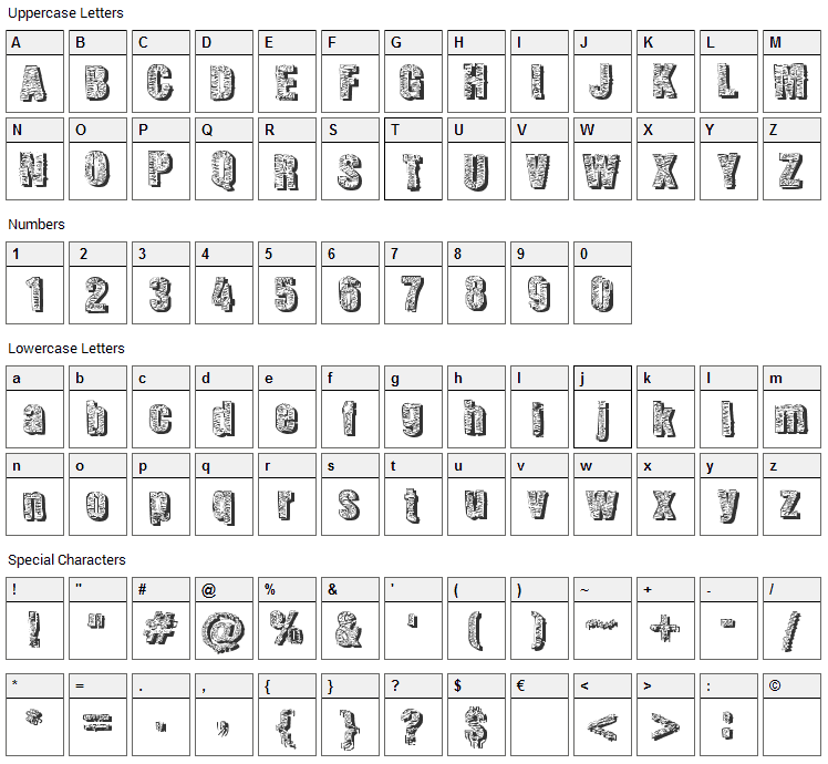 Corporate Suit Font Character Map