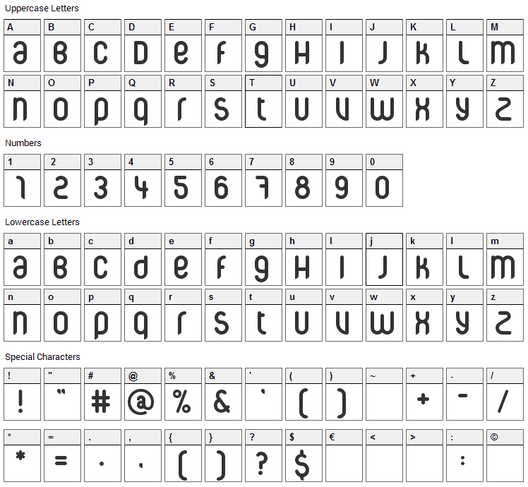 CorpusCare Font Character Map