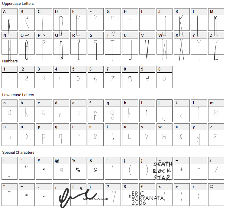 Correys Font Character Map