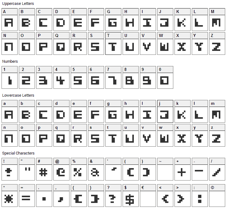 Cosmic Alien Font Character Map