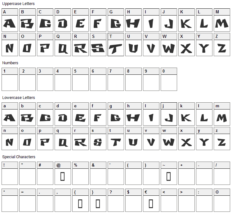 Cosmic Dude Font Character Map