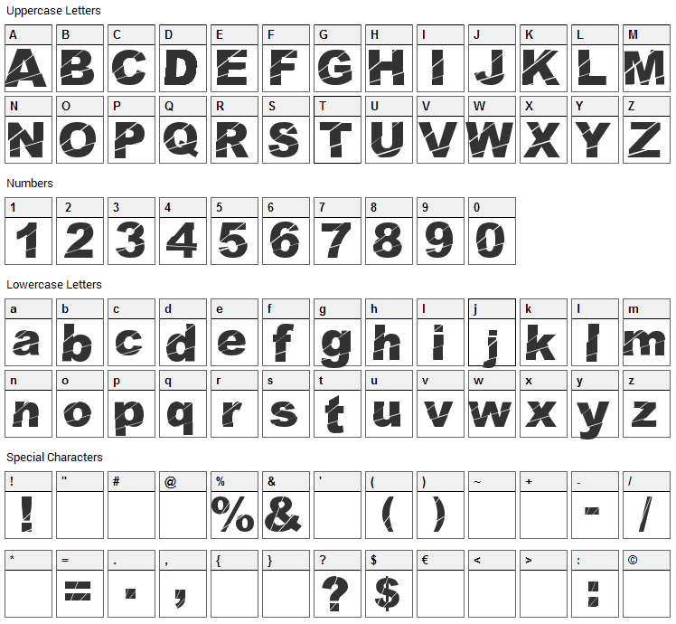 Cosmical Disfase Font Character Map