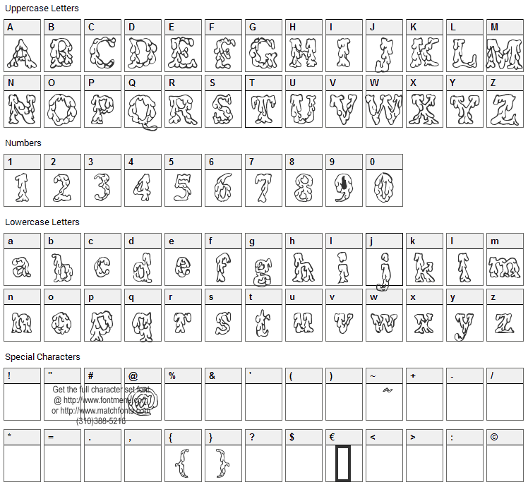 Coulures Font Character Map