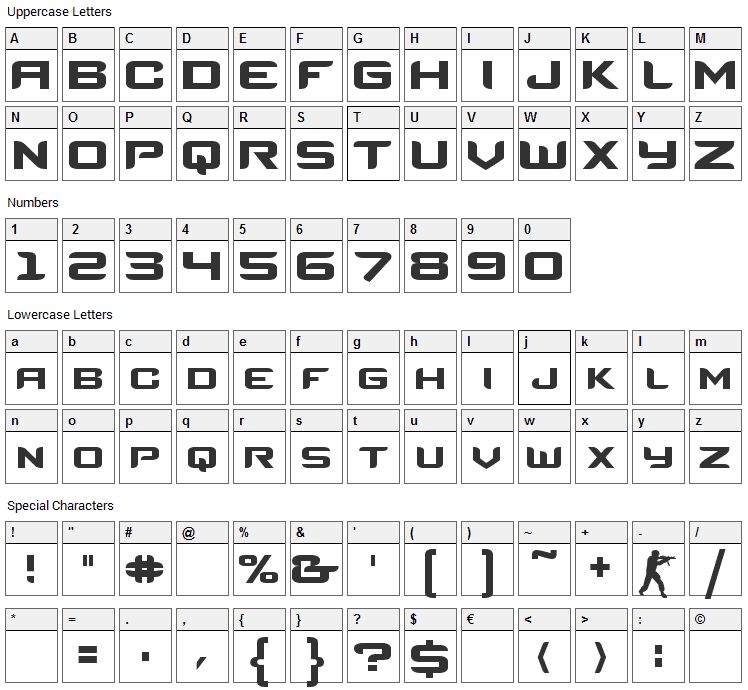 Counter-Strike Font Character Map