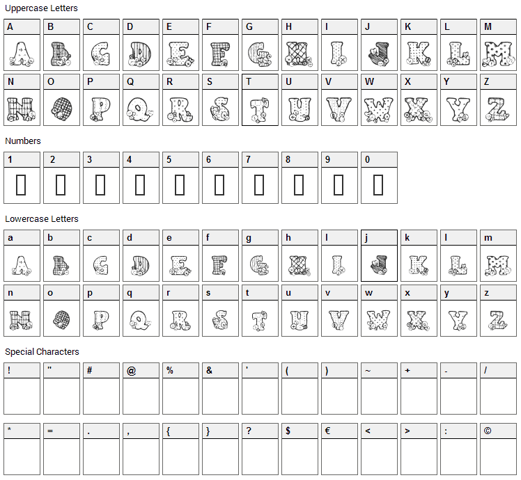 Country Button Font Character Map