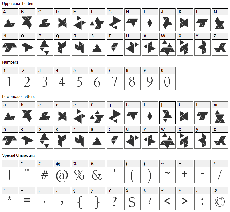 Covenant Font Character Map