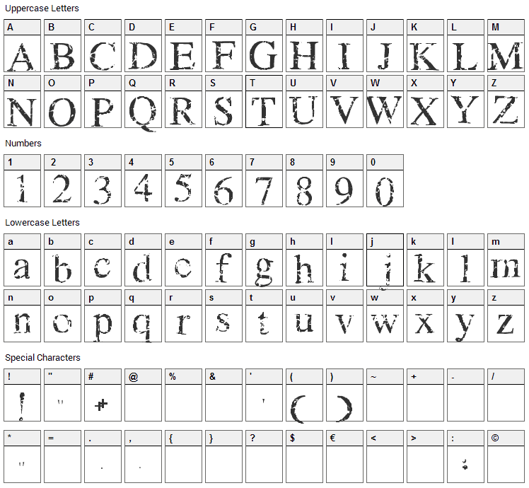 Crack Babies Font Character Map