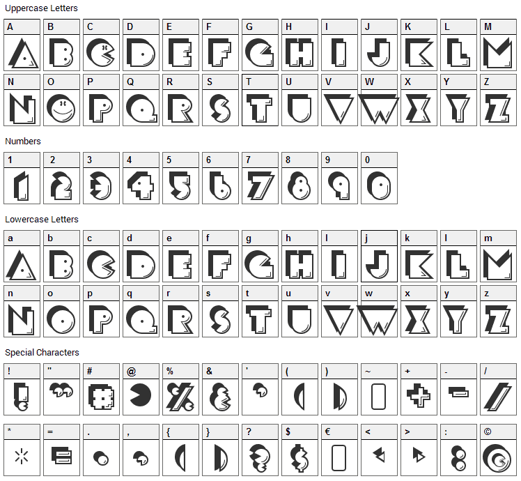 Crackman Font Character Map