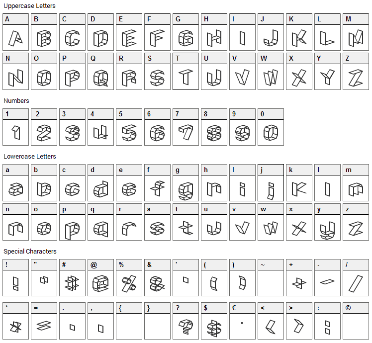 Craftism Font Character Map