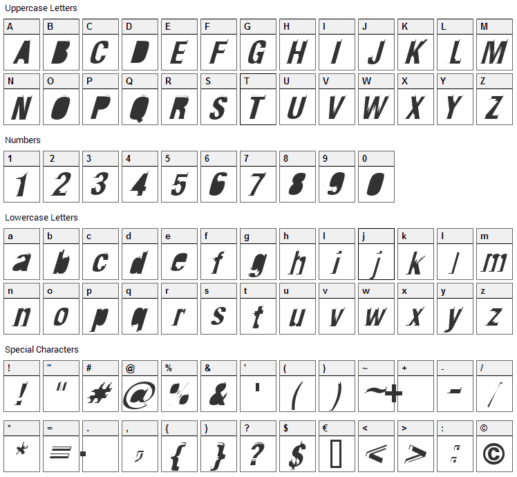 Crash Mh Font Character Map