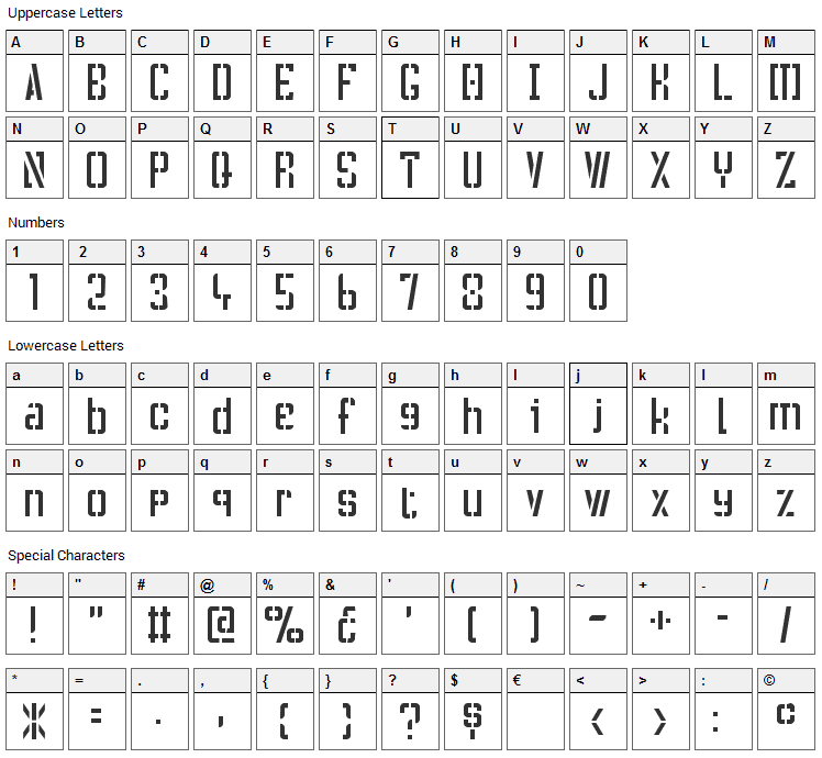 Crass Roots Font Character Map