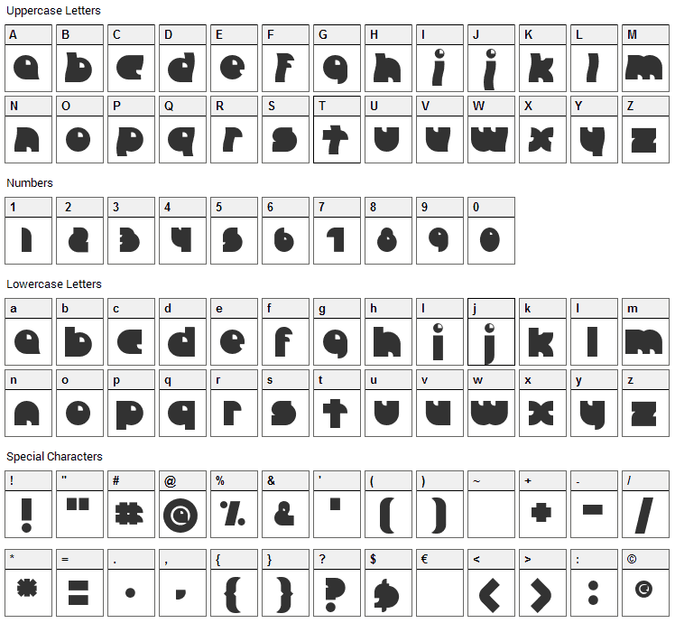 Crazy Diamond Font Character Map