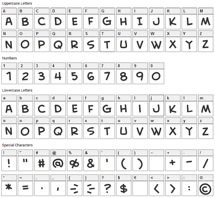 Creative Block Font Character Map