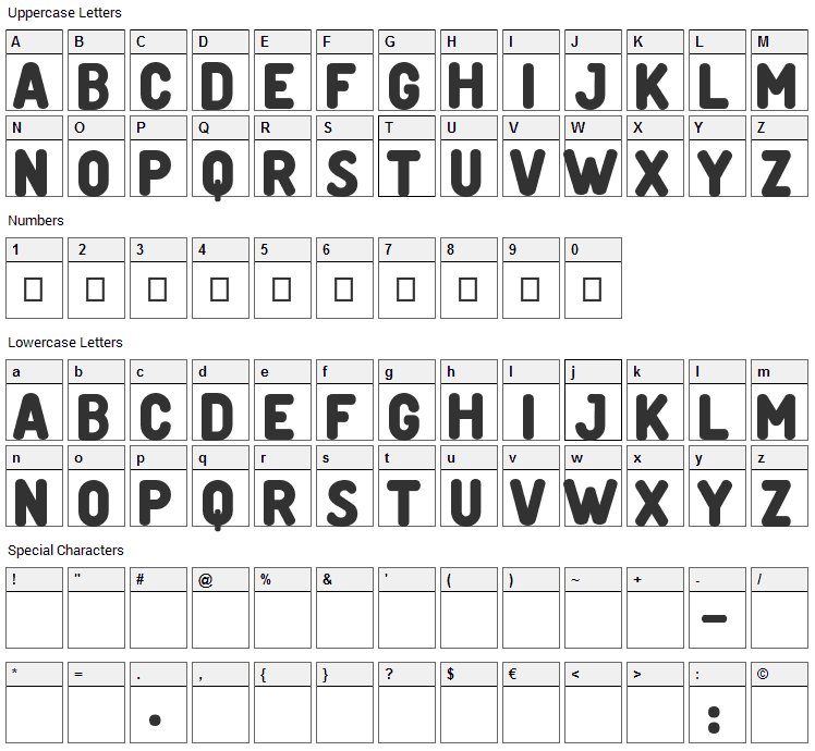 Creditverse Font Character Map