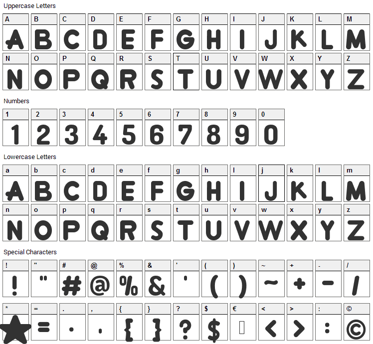 Crewniverse Font Character Map