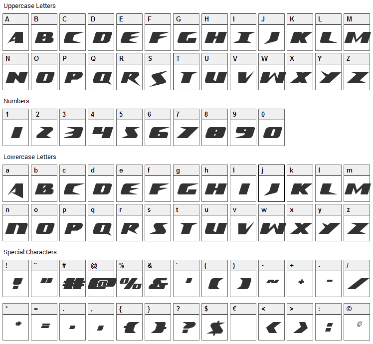 Crime Syndicate Font Character Map