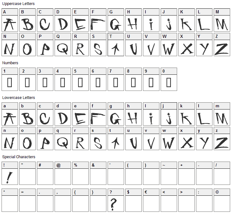 Criminal Security Font Character Map