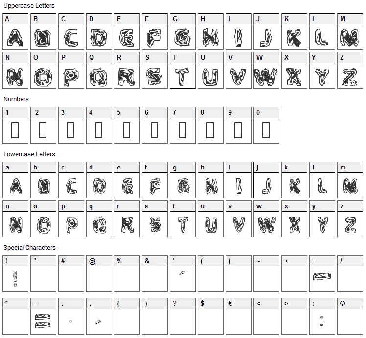 Critical Maas Font Character Map