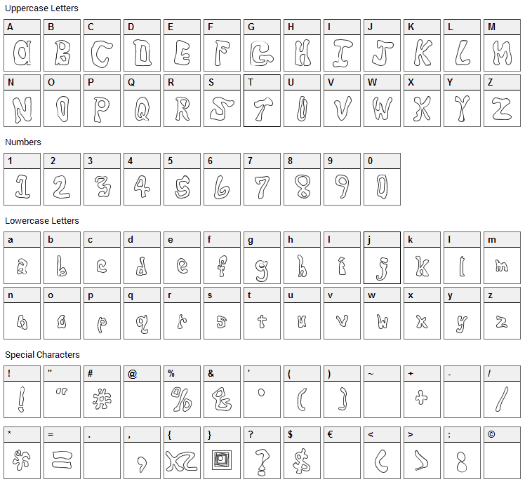 Critter is rad Font Character Map