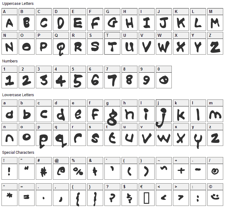 Croobie Font Character Map