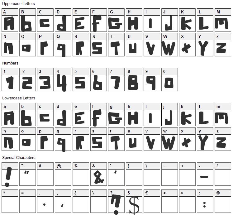 Crookers Font Character Map