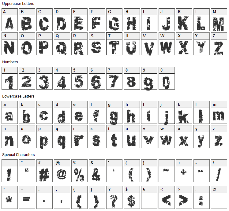 Crookiid Font Character Map